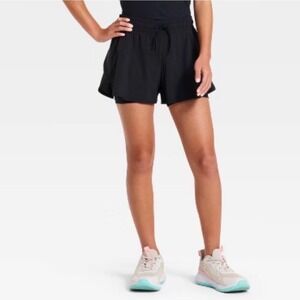 Girls' Mid-Rise 2in1 Flowy Tulip Shorts All In Motion Black XS (4/5) Dance Gym